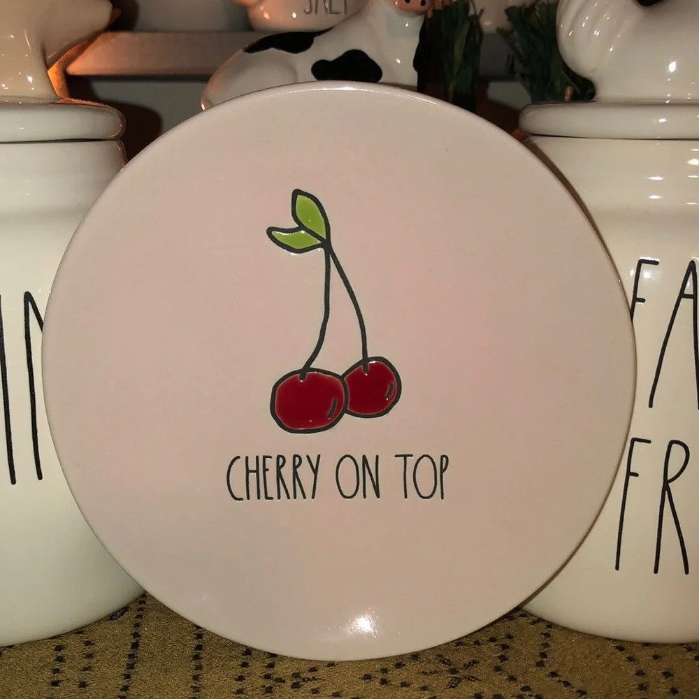 Rae Dunn CHERRY ON TOP 6” Dessert Plates Set of 4